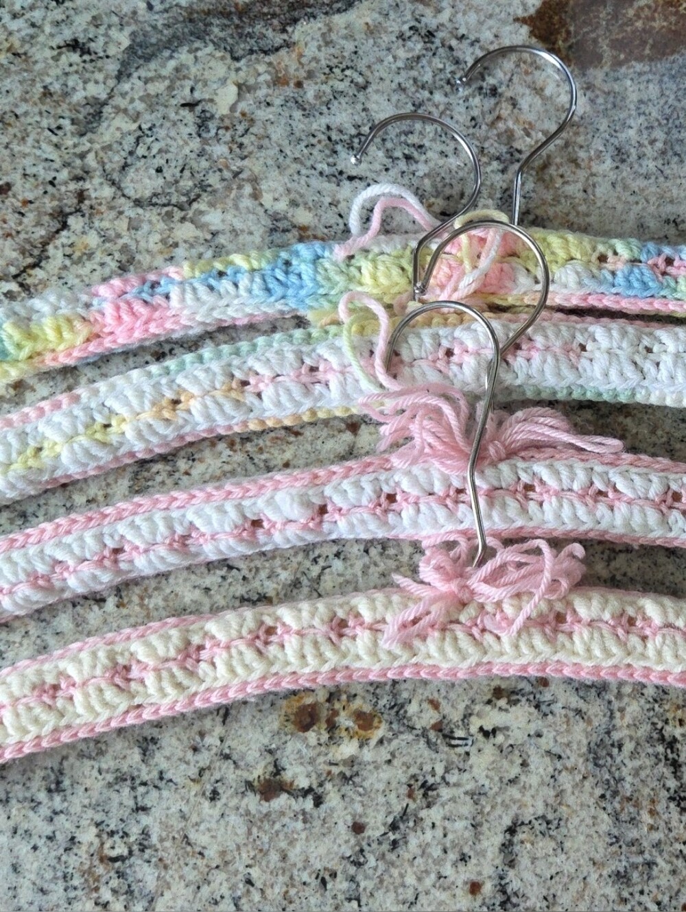 Vintage Crocheted Pastel Padded Hangers - Set of 4